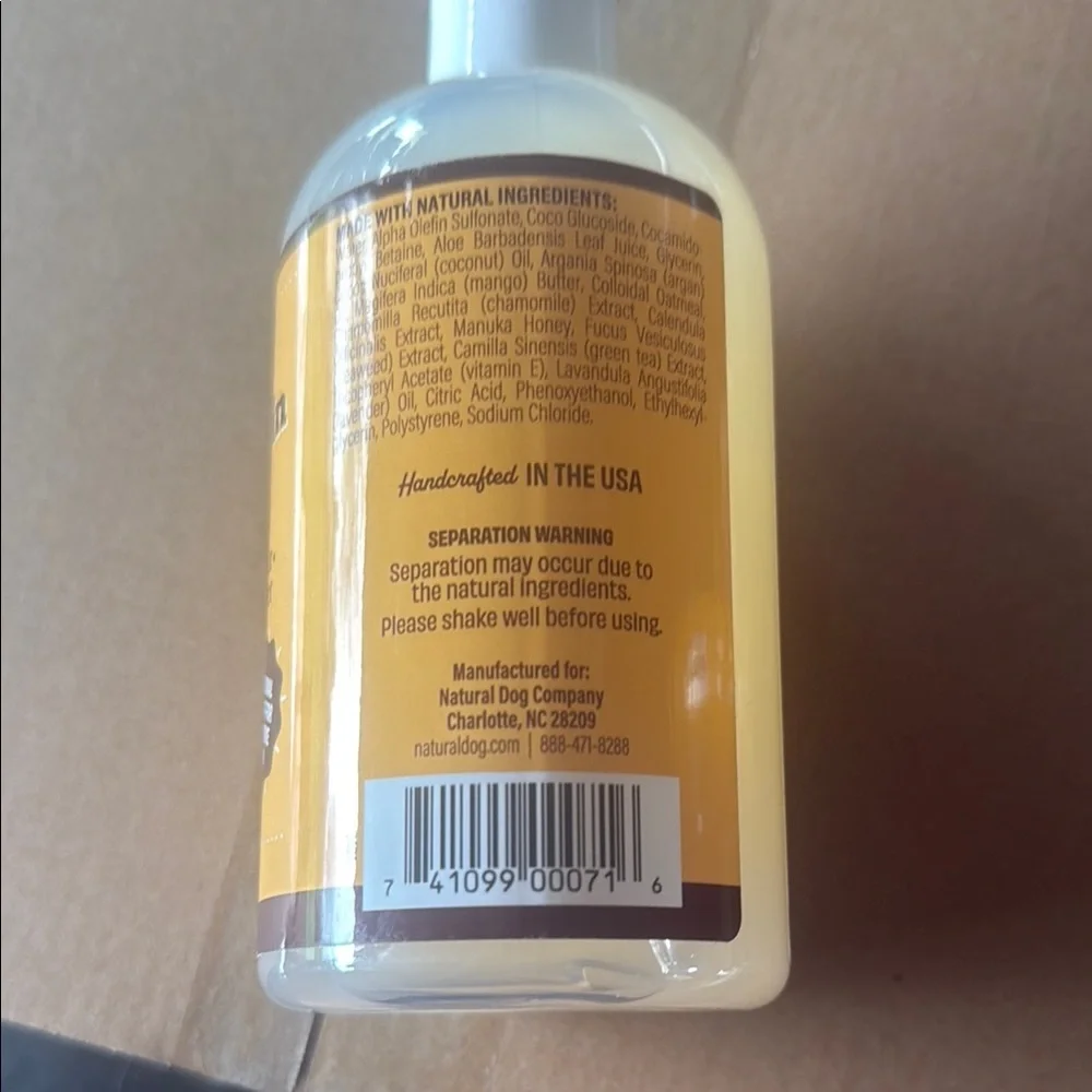 NWT Natural Dog Company Oatmeal Manuka Honey Sensitive Shampoo -hypoallergenic